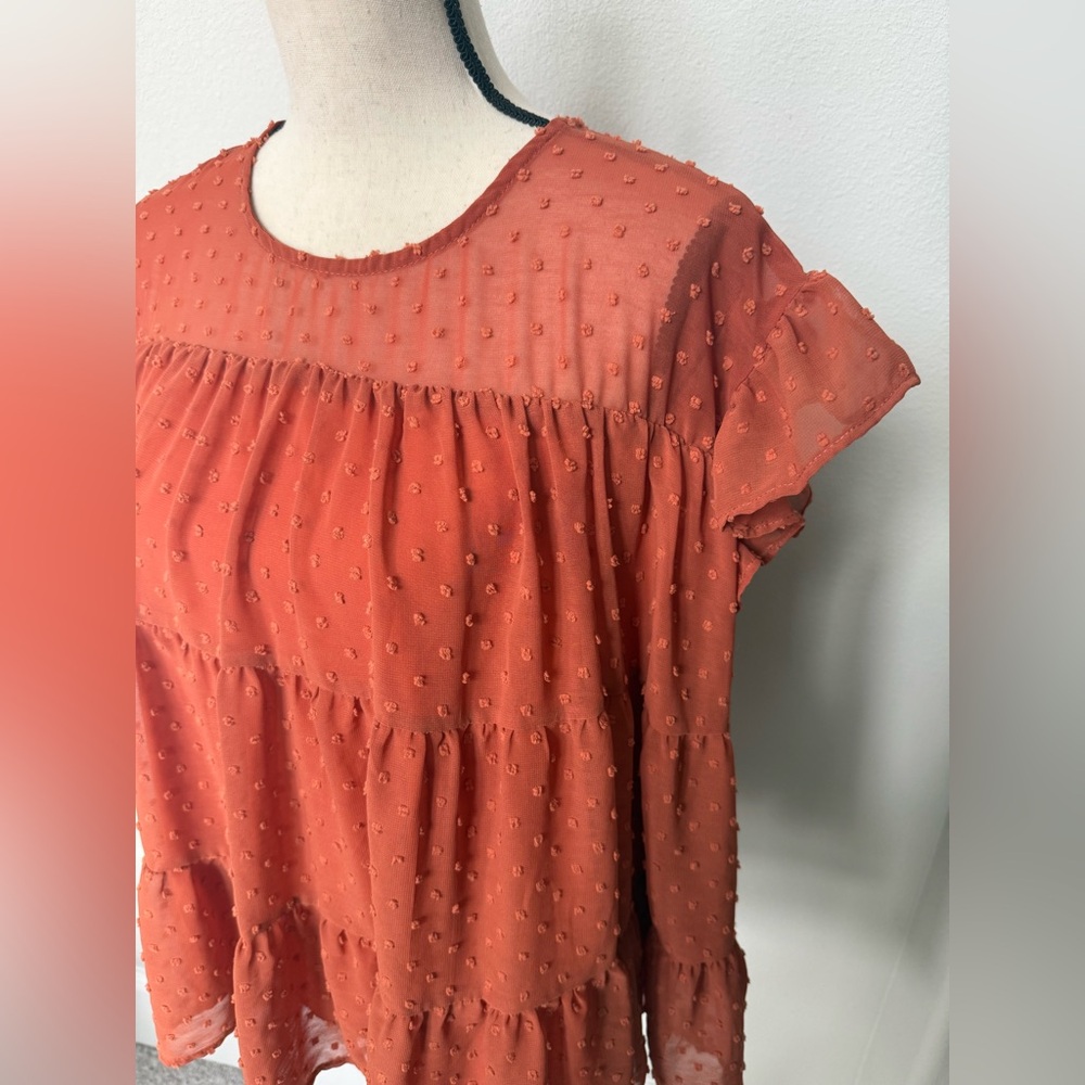 Entro Orange Ruffle Blouse - Picture 2 of 8